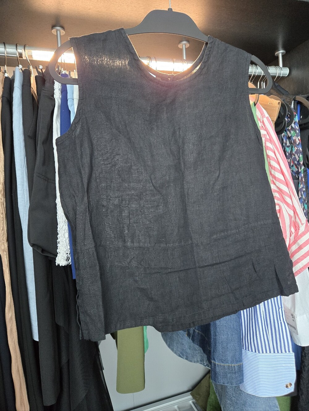 bryn Walker Black Sleeveless Linen Tank
